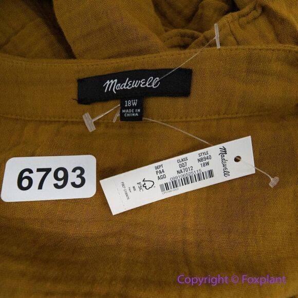 NEW Madewell Lightspun Colette Mini Dress, color:‎ gold. plus size 18W - Picture 13 of 16